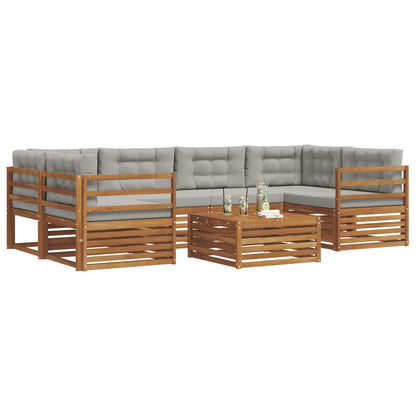 Set di divani da esterno 7 pcs Grigio Naturale e Chiaro | homemem39