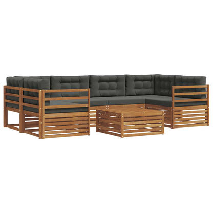 Set di divani da esterno con cuscino 7 pcs Naturale e Antracite | homemem39
