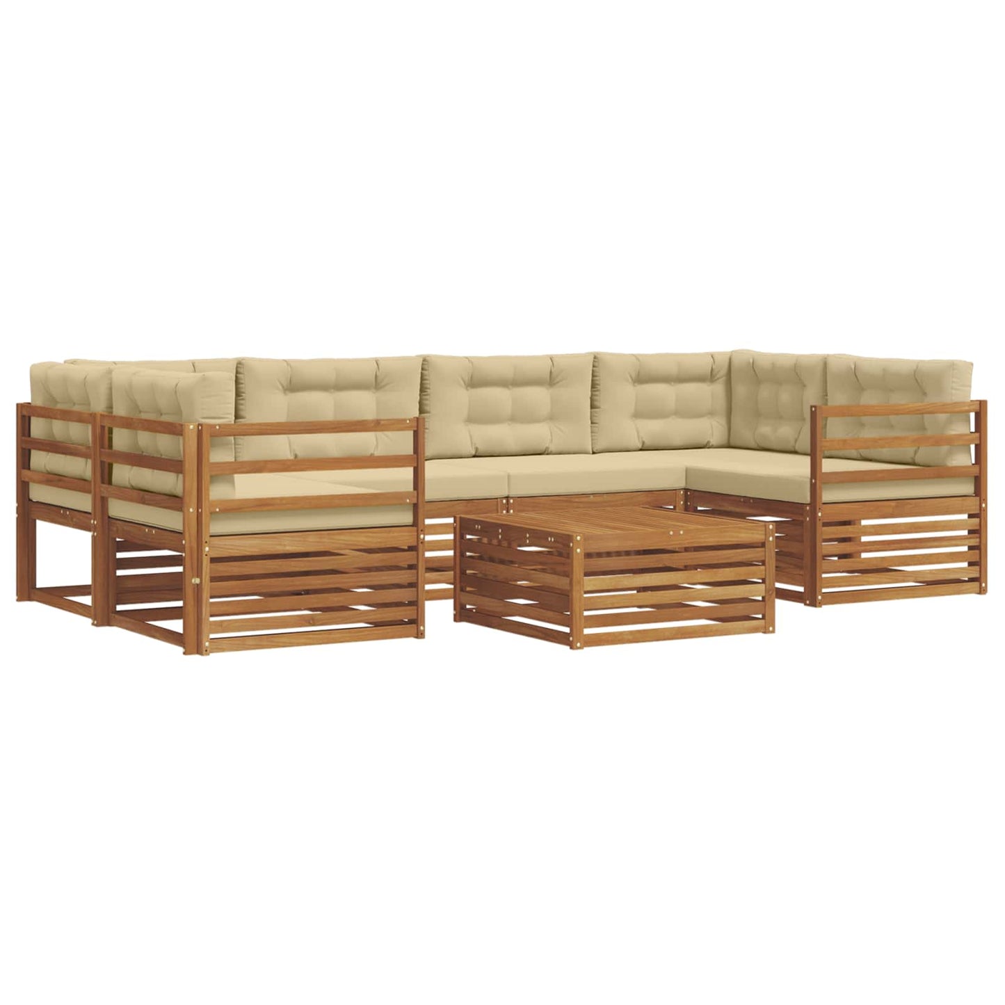 Set di divani da esterno con cuscino 7 pcs Naturale e Beige