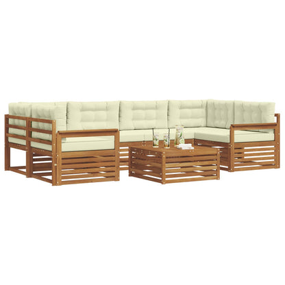 Set di divani da esterno con cuscino 7 pcs Naturale e Crema
