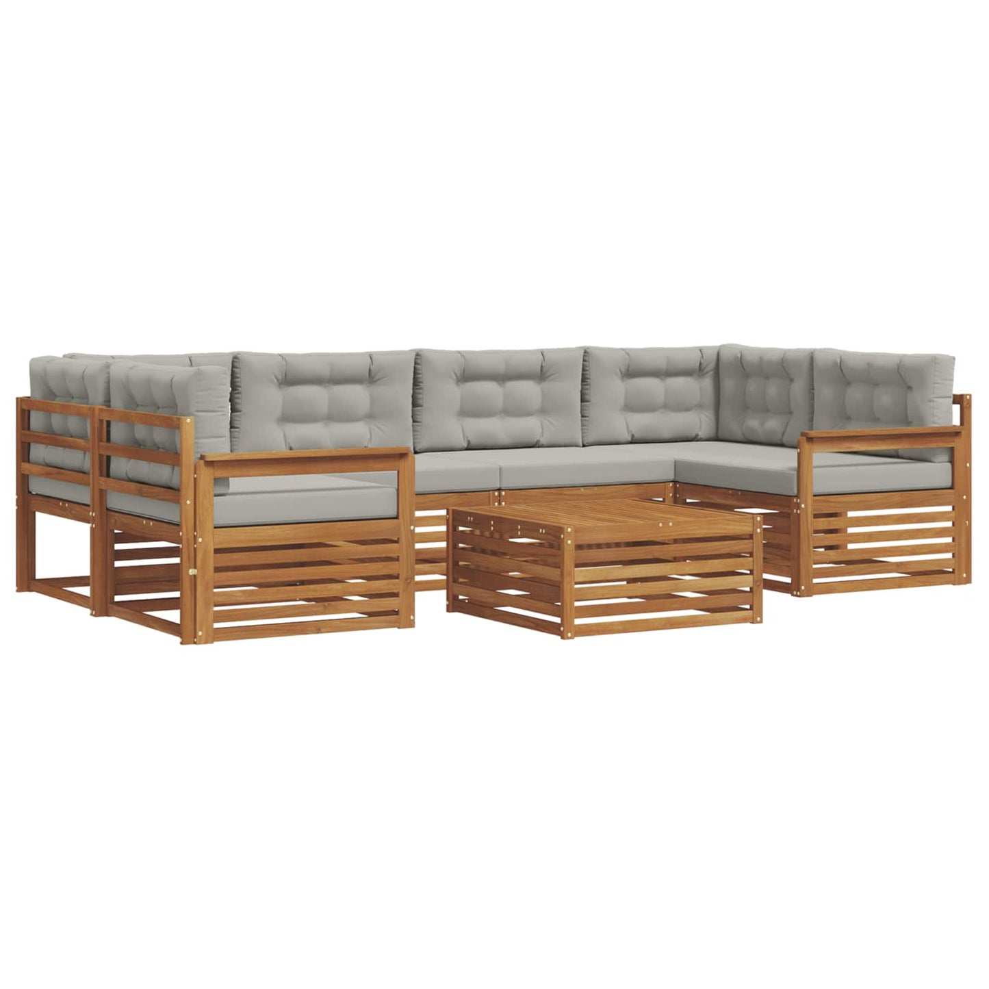 Set di divani da esterno 7 pcs Grigio Naturale e Chiaro | homemem39