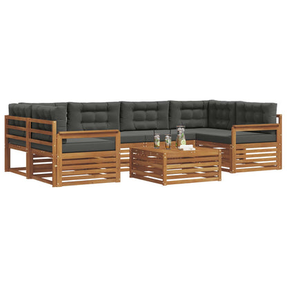 Set di divani da esterno con cuscino 7 pcs Naturale e Antracite | homemem39
