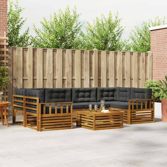 Set di divani da esterno con cuscino 7 pcs Naturale e Antracite | homemem39