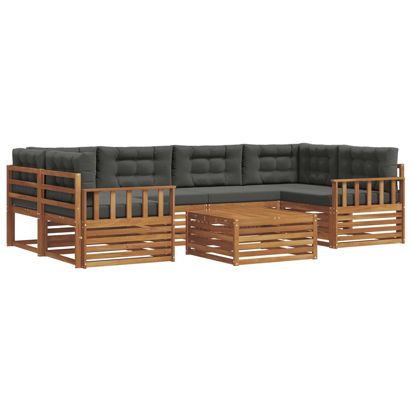 Set di divani da esterno con cuscino 7 pcs Naturale e Antracite | homemem39