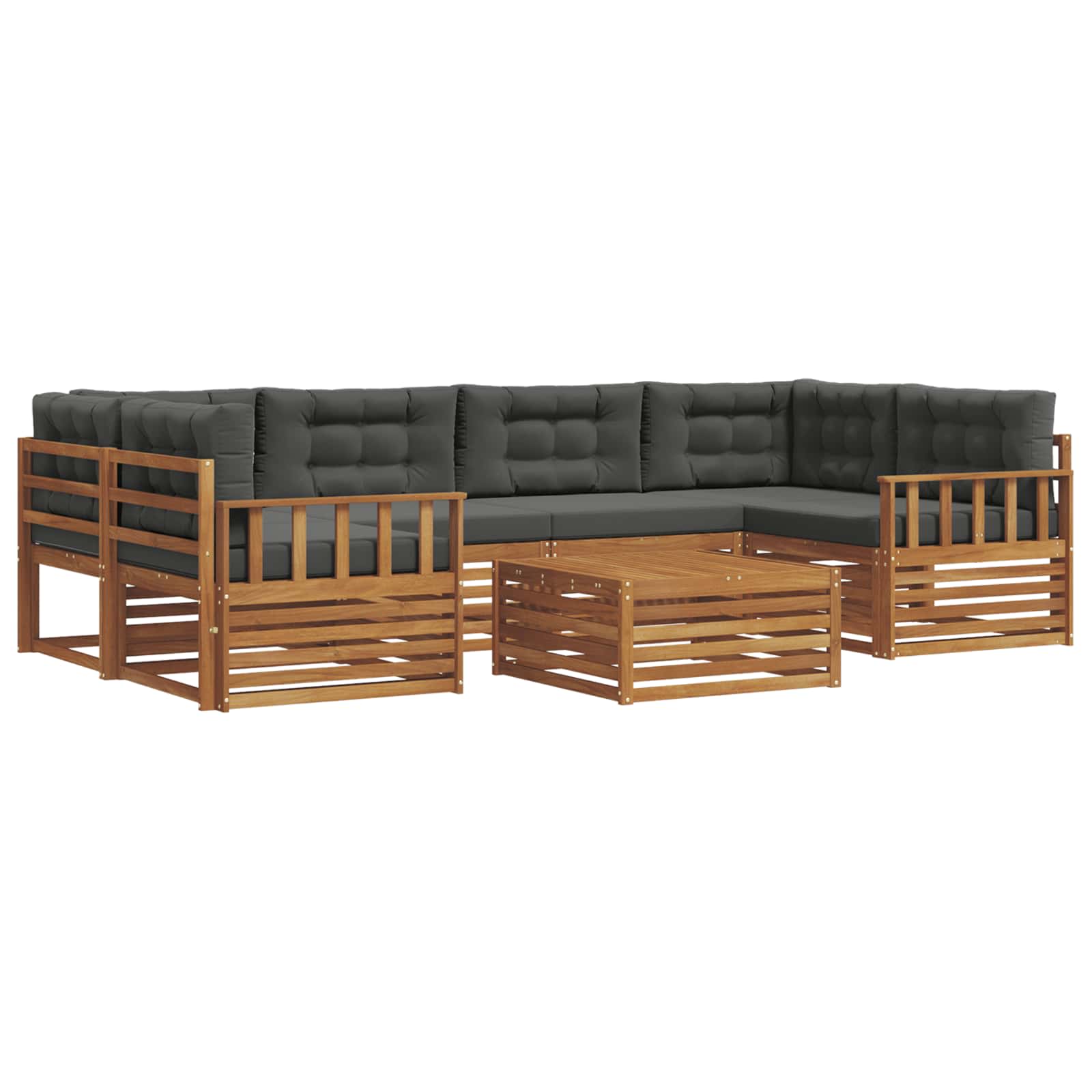 Set di divani da esterno con cuscino 7 pcs Naturale e Antracite | homemem39