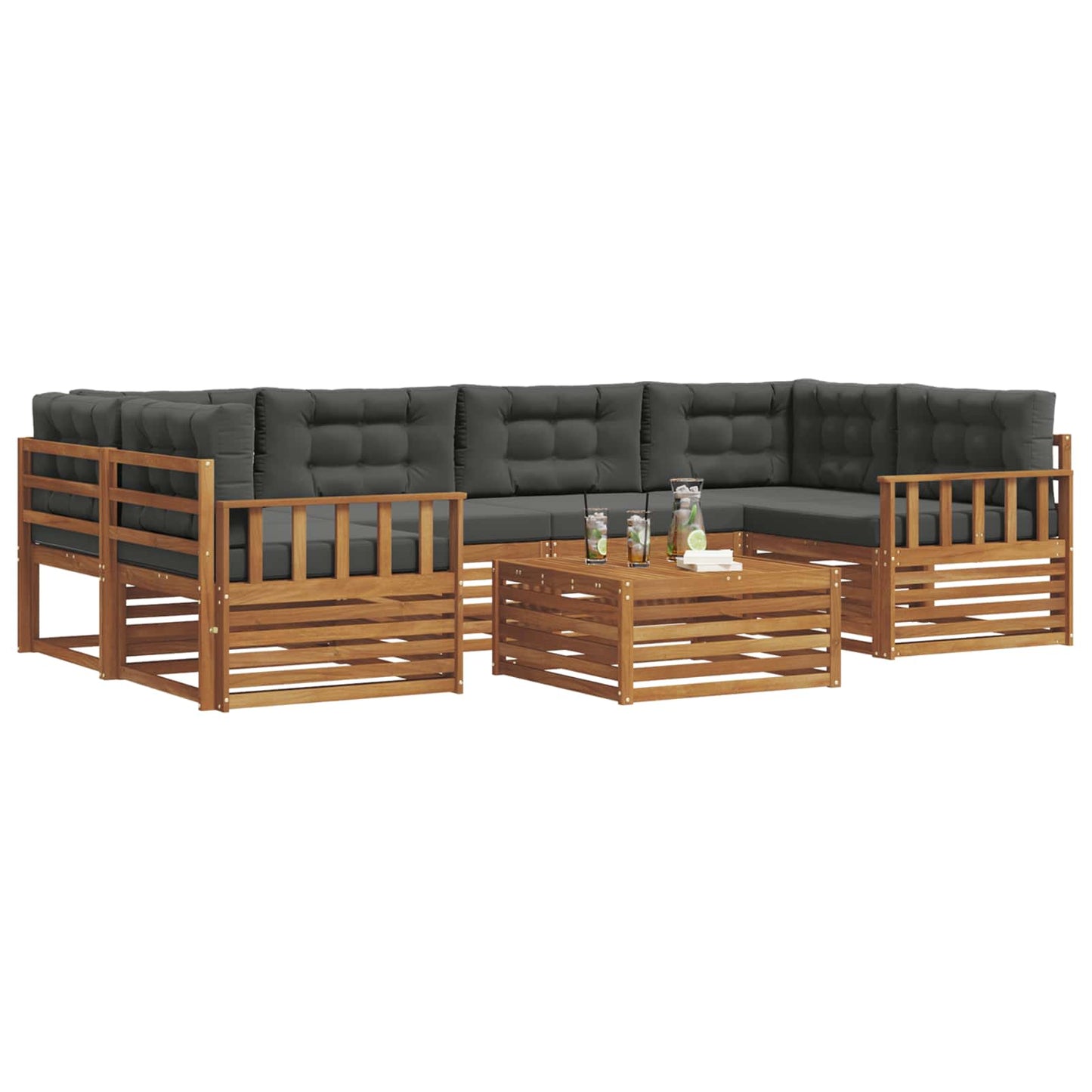 Set di divani da esterno con cuscino 7 pcs Naturale e Antracite