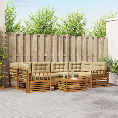 Set di divani da esterno con cuscino 7 pcs Naturale e Beige | homemem39
