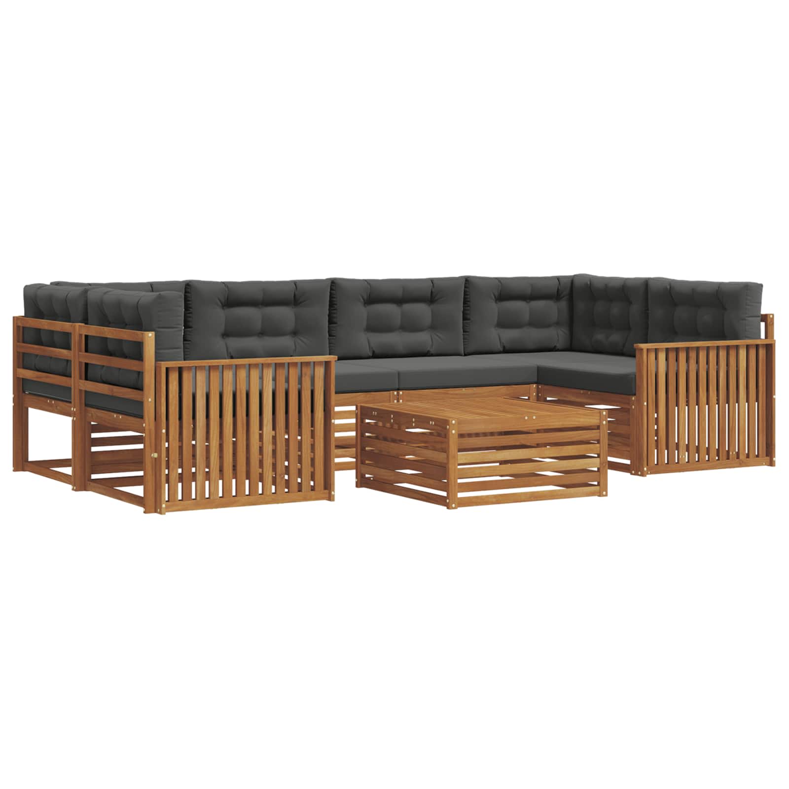 Set di divani da esterno con cuscino 7 pcs Naturale e Antracite | homemem39