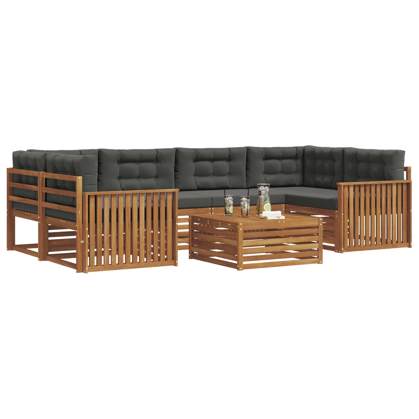 Set di divani da esterno con cuscino 7 pcs Naturale e Antracite