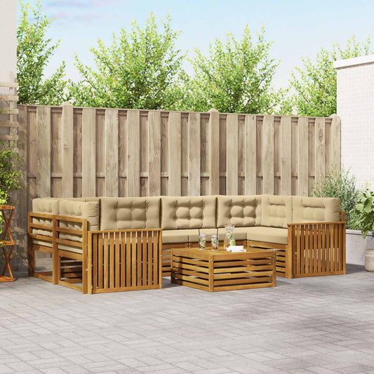 Set di divani da esterno con cuscino 7 pcs Naturale e Beige | homemem39