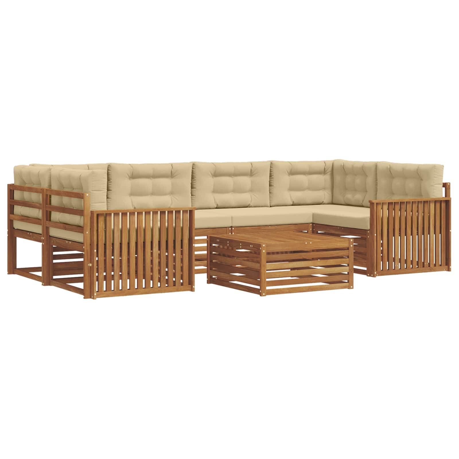 Set di divani da esterno con cuscino 7 pcs Naturale e Beige | homemem39