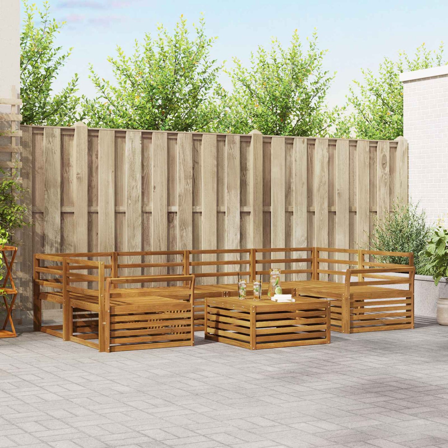 Set di divani da esterno 7 pcs Naturale