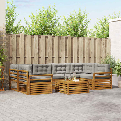 Set di divani da esterno 7 pcs Grigio Naturale e Chiaro