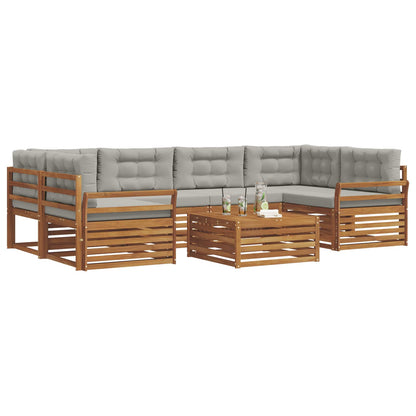 Set di divani da esterno 7 pcs Grigio Naturale e Chiaro