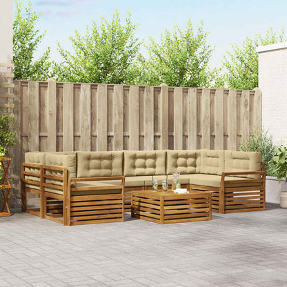 Set di divani da esterno con cuscino 7 pcs Naturale e Beige | homemem39