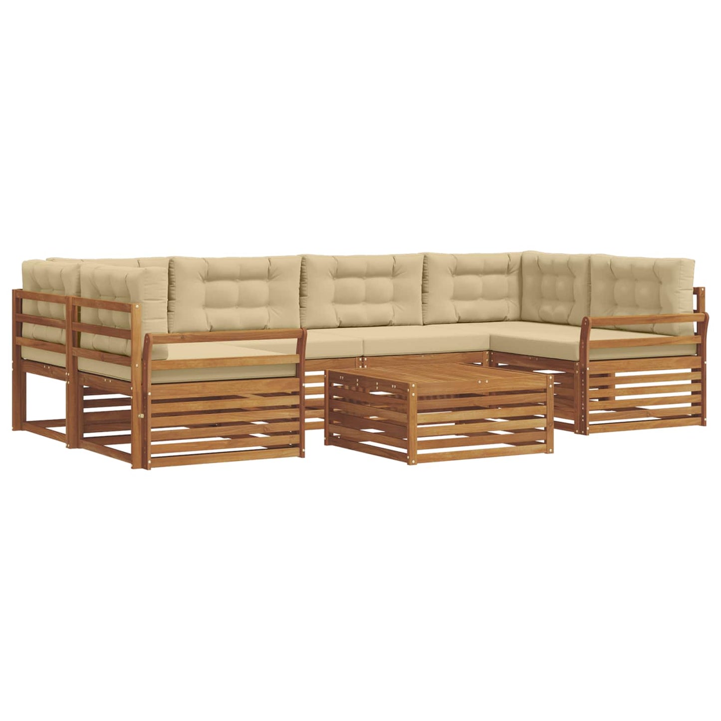 Set di divani da esterno con cuscino 7 pcs Naturale e Beige | homemem39