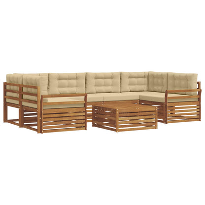 Set di divani da esterno con cuscino 7 pcs Naturale e Beige | homemem39