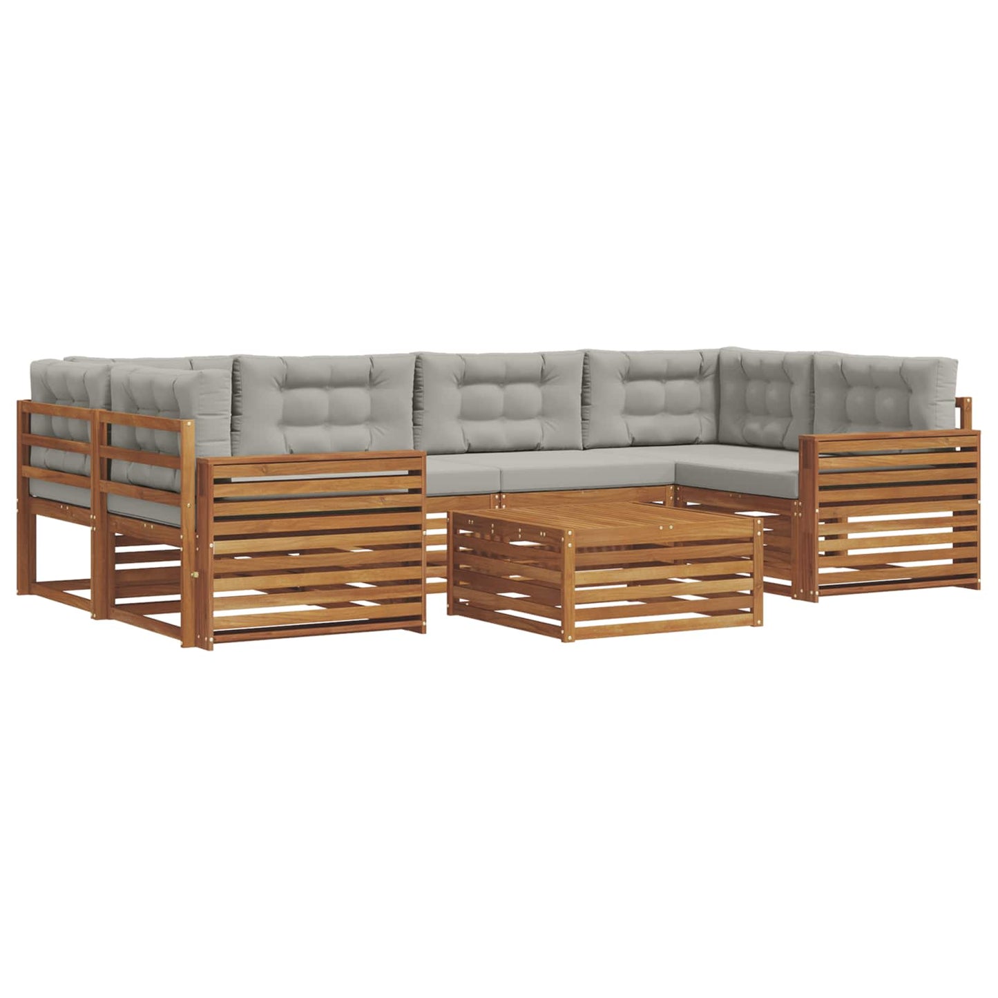 Set di divani da esterno 7 pcs Grigio Naturale e Chiaro | homemem39