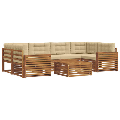 Set di divani da esterno con cuscino 7 pcs Naturale e Beige | homemem39
