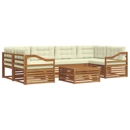 Set di divani da esterno con cuscino 7 pcs Naturale e Crema