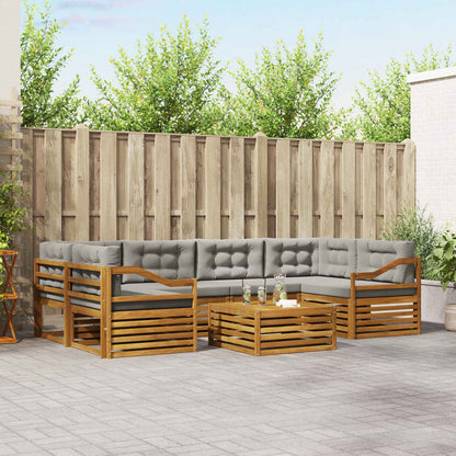 Set di divani da esterno 7 pcs Grigio Naturale e Chiaro