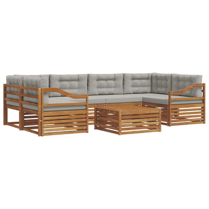Set di divani da esterno 7 pcs Grigio Naturale e Chiaro