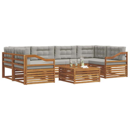 Set di divani da esterno 7 pcs Grigio Naturale e Chiaro