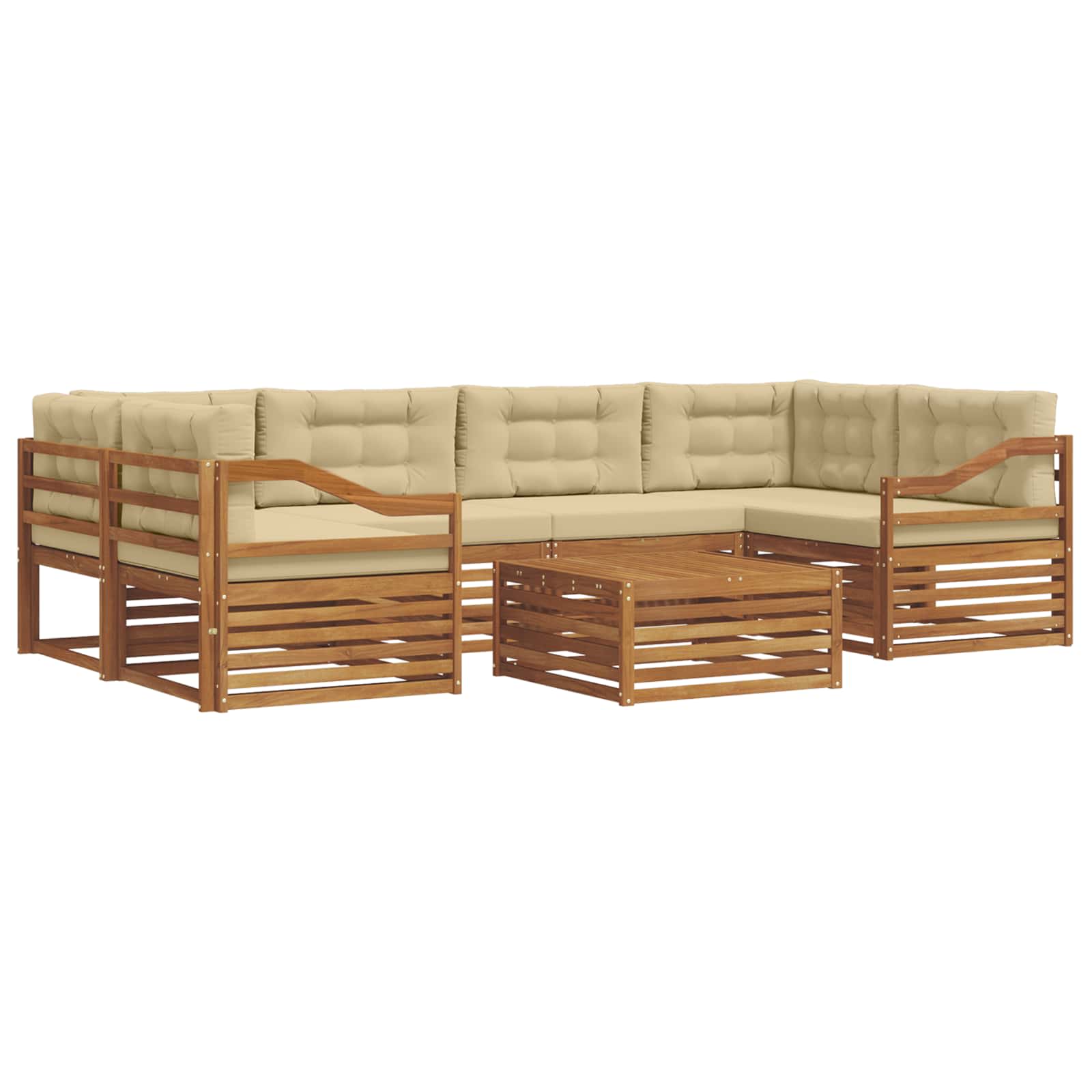 Set di divani da esterno con cuscino 7 pcs Naturale e Beige | homemem39