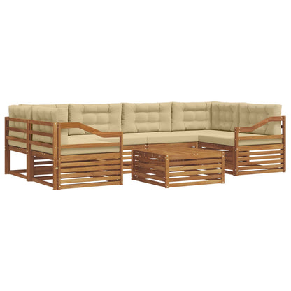 Set di divani da esterno con cuscino 7 pcs Naturale e Beige | homemem39
