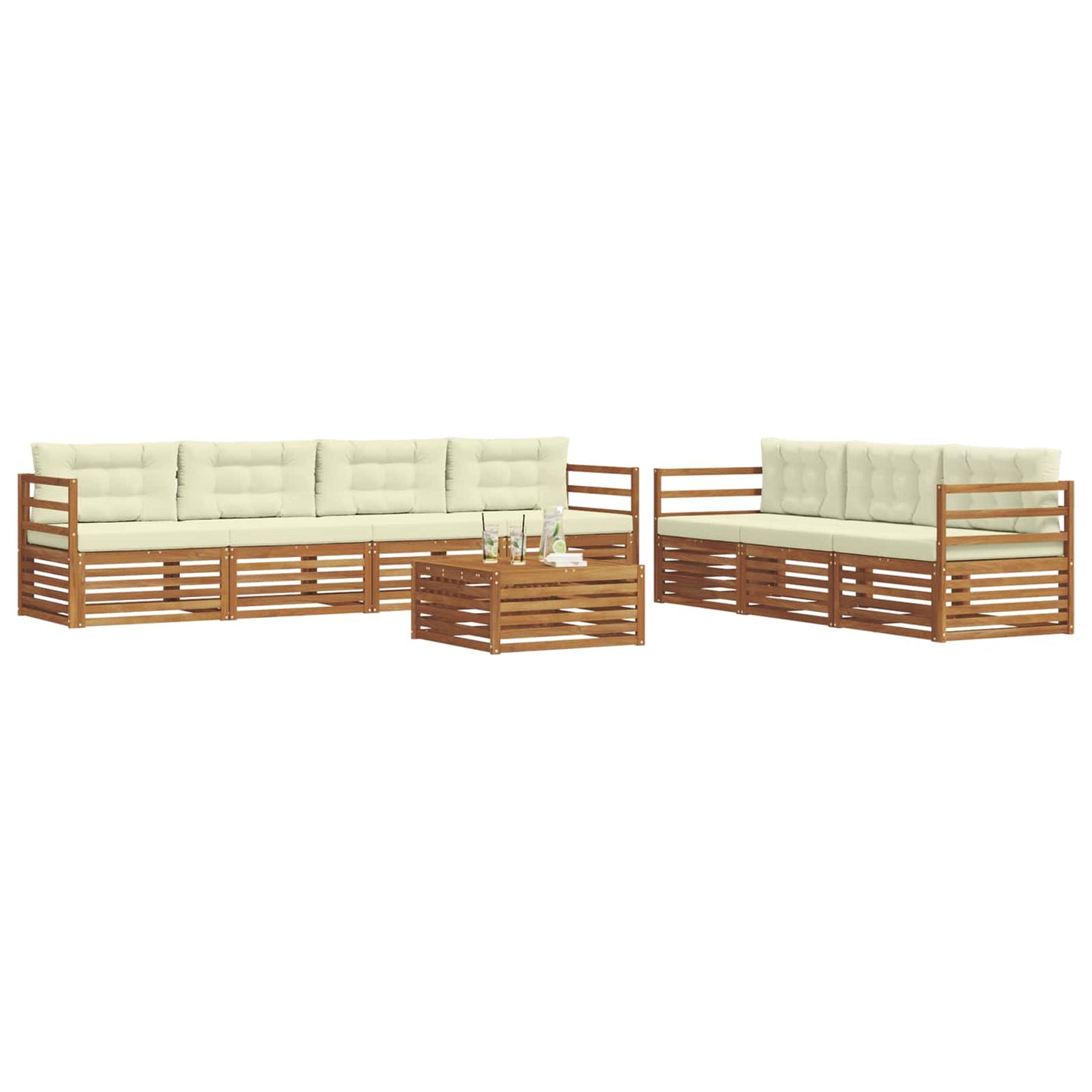 Set di divani da esterno con cuscino 8 pcs Naturale e Crema | homemem39