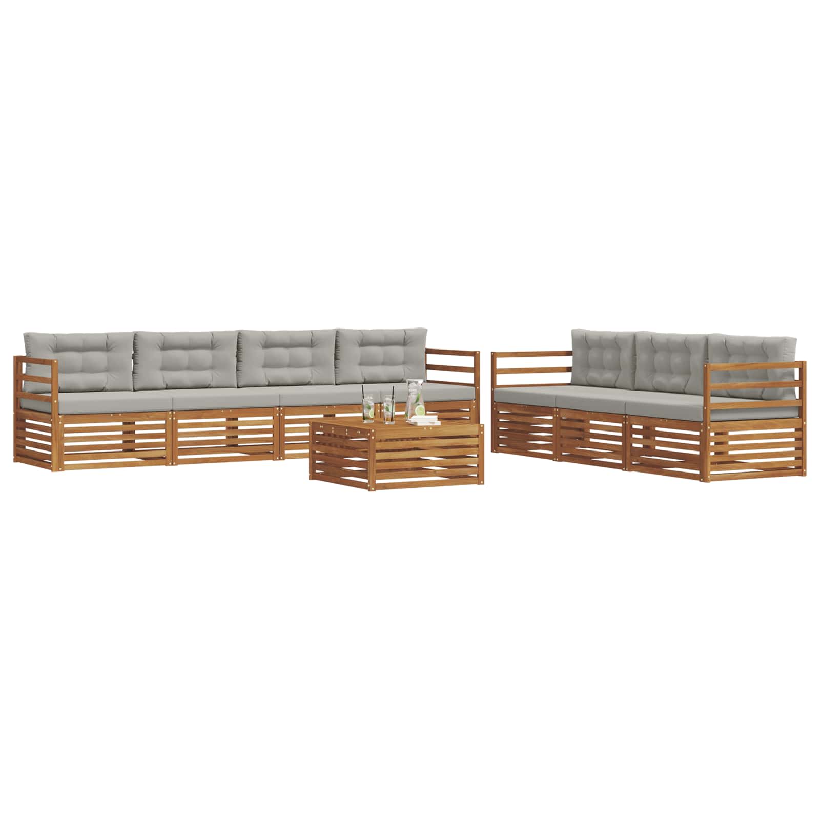 Set di divani da esterno 8 pcs Grigio Naturale e Chiaro | homemem39