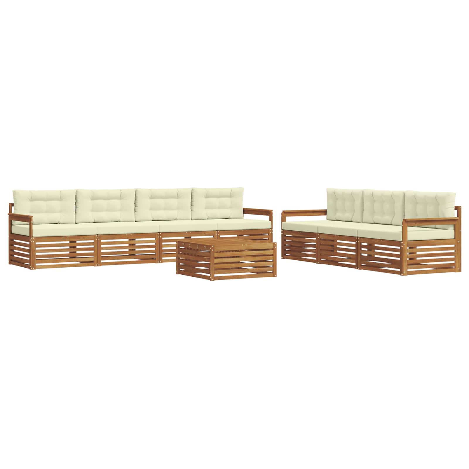 Set di divani da esterno con cuscino 8 pcs Naturale e Crema | homemem39