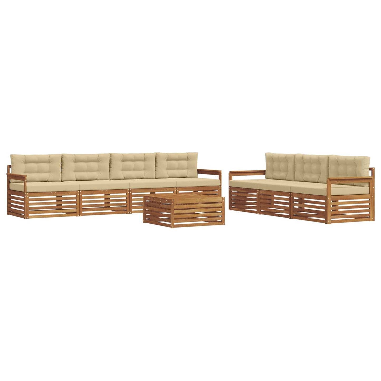 Set di divani da esterno con cuscino 8 pcs Naturale e Beige