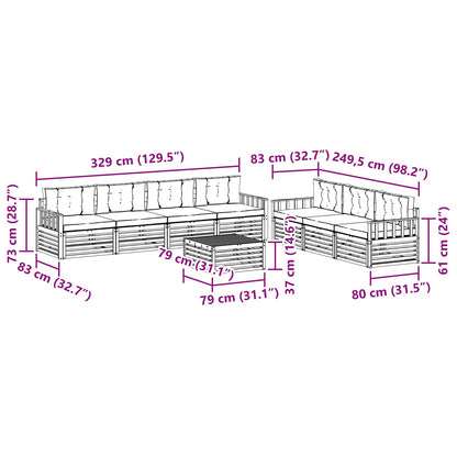Set di divani da esterno 8 pcs Grigio Naturale e Chiaro | homemem39