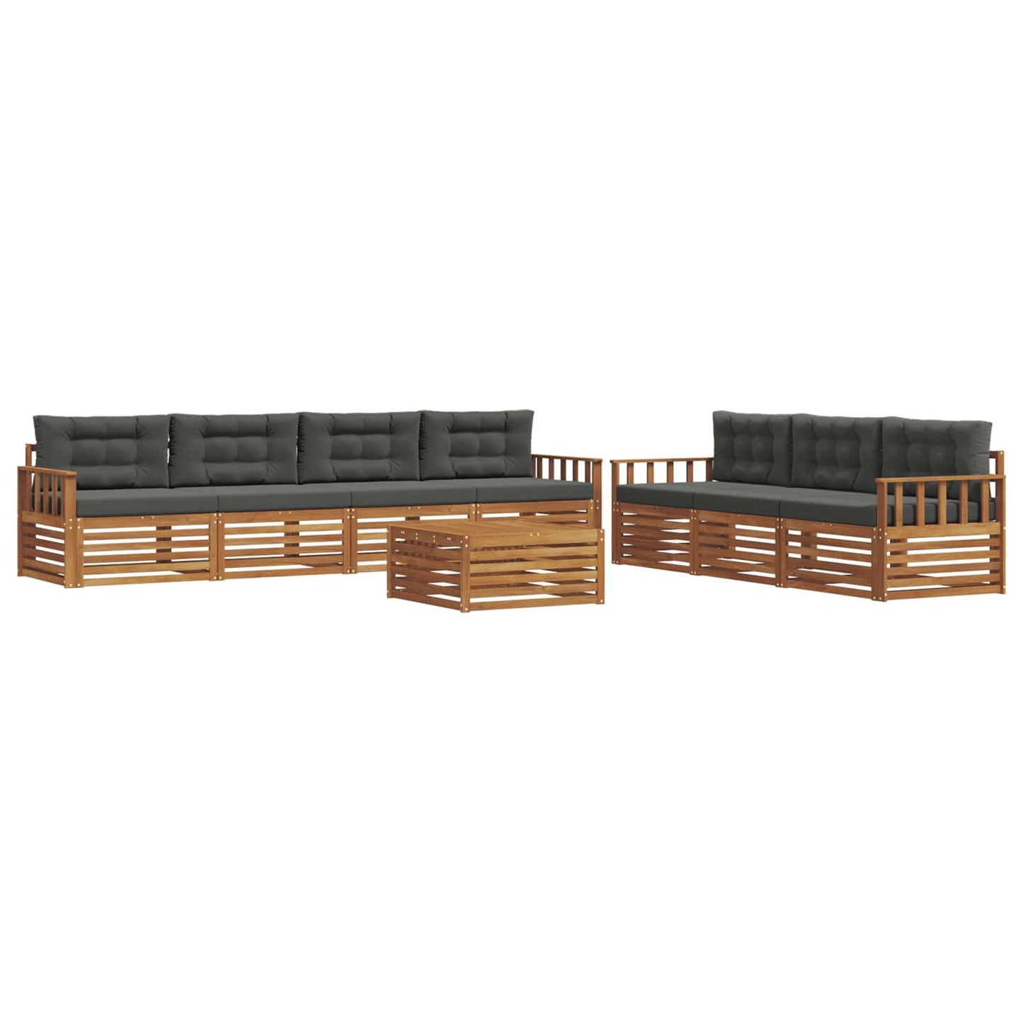 Set di divani da esterno con cuscino 8 pcs Naturale e Antracite