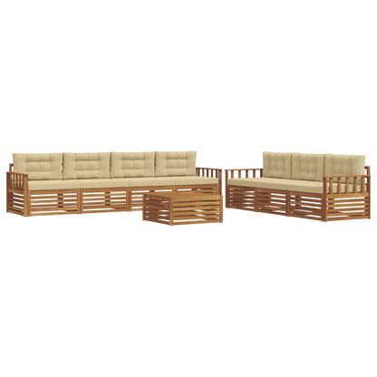 Set di divani da esterno con cuscino 8 pcs Naturale e Beige | homemem39