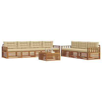 Set di divani da esterno con cuscino 8 pcs Naturale e Beige | homemem39