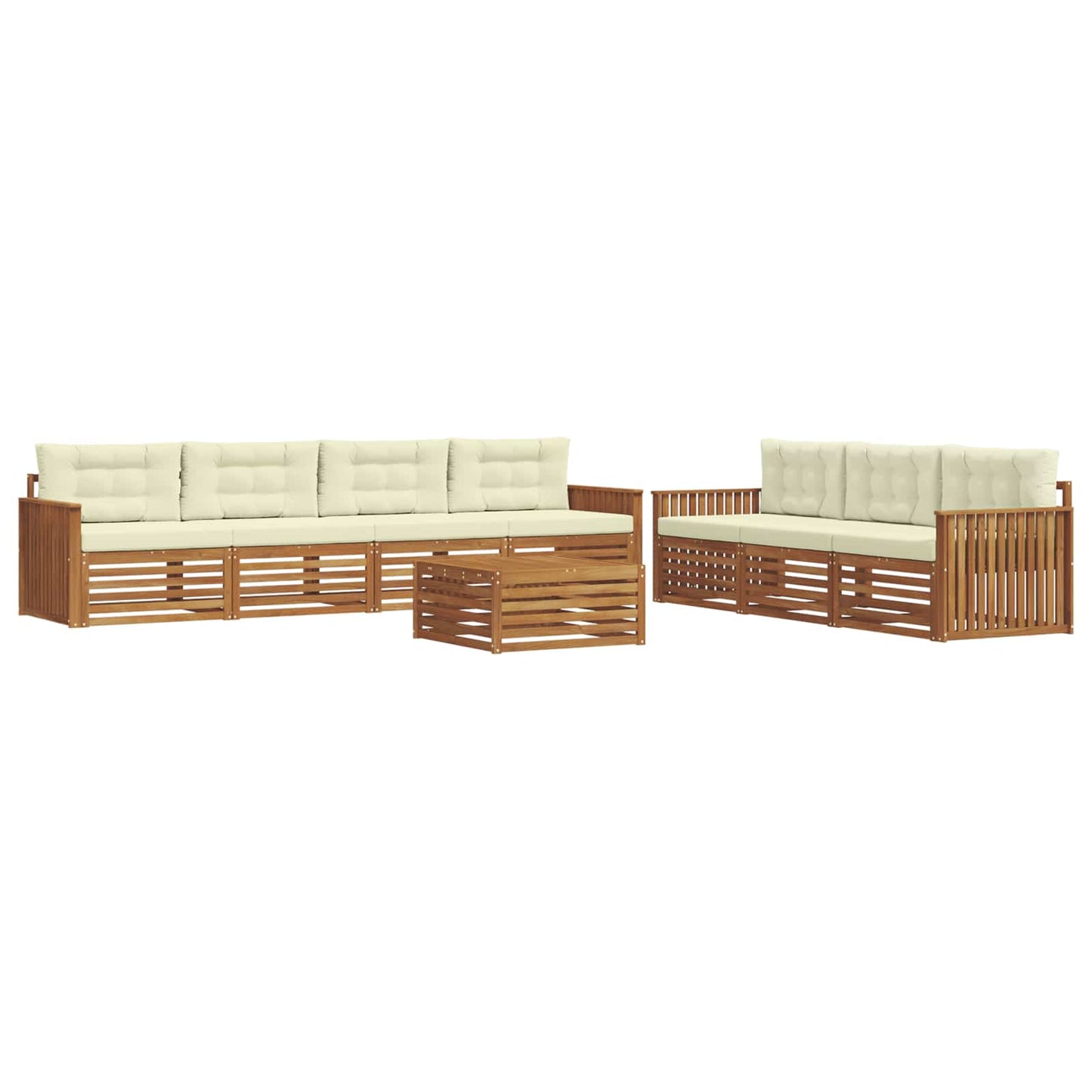 Set di divani da esterno con cuscino 8 pcs Naturale e Crema