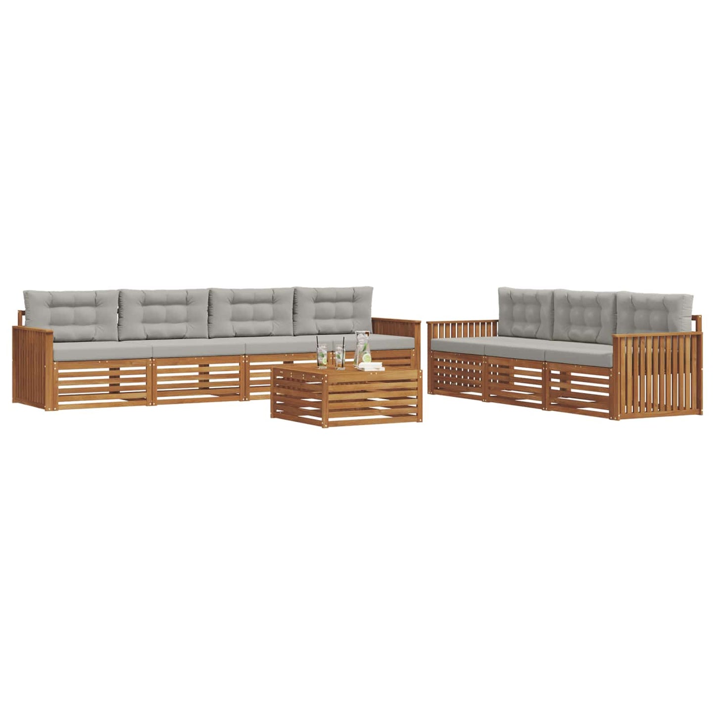 Set di divani da esterno 8 pcs Grigio Naturale e Chiaro | homemem39