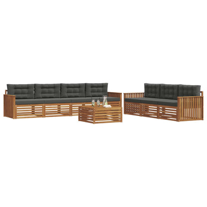 Set di divani da esterno con cuscino 8 pcs Naturale e Antracite