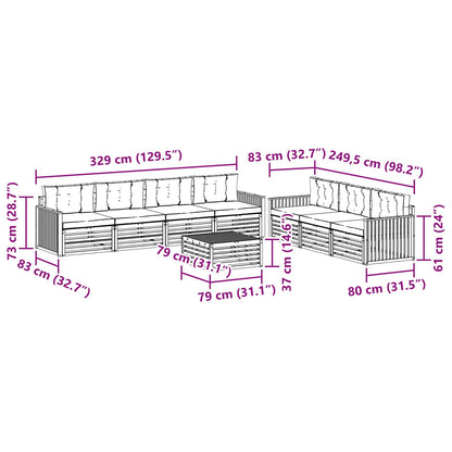 Set di divani da esterno con cuscino 8 pcs Naturale e Antracite | homemem39