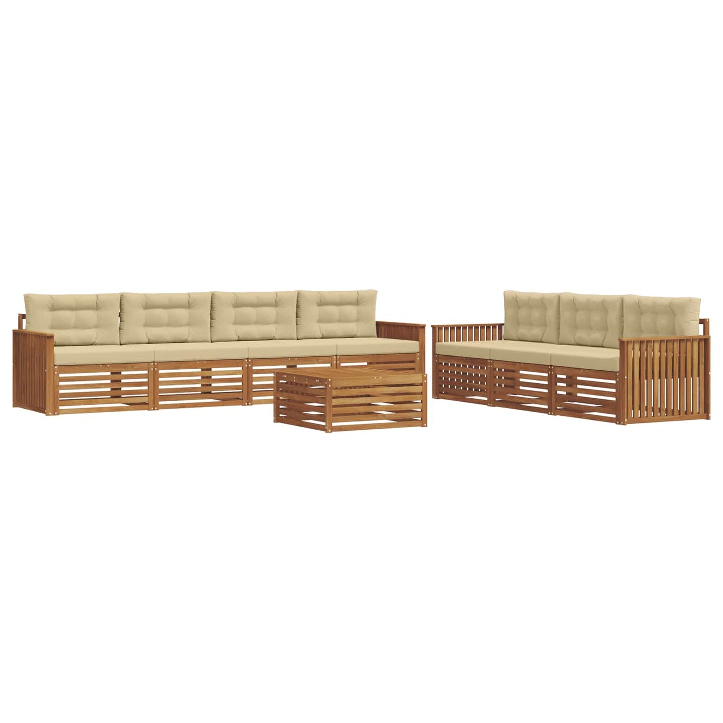 Set di divani da esterno con cuscino 8 pcs Naturale e Beige | homemem39