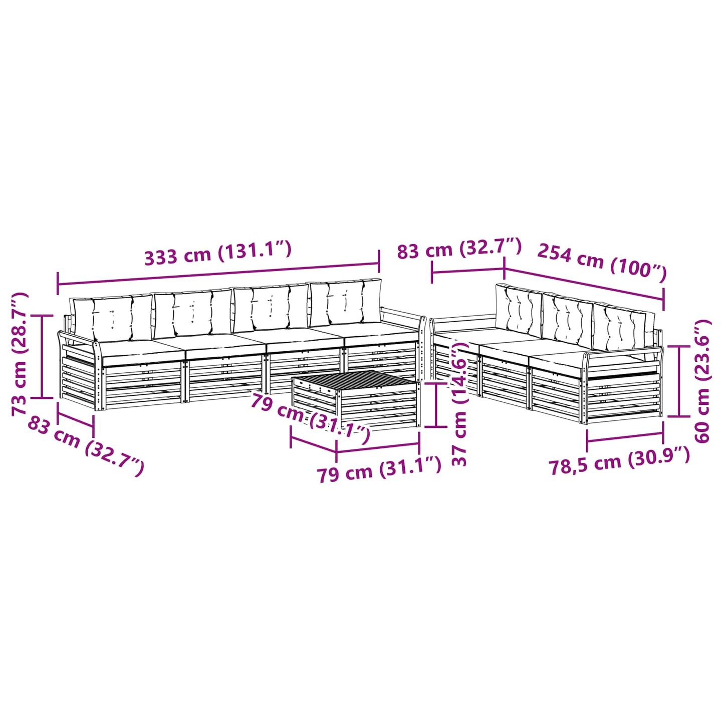 Set di divani da esterno 8 pcs Grigio Naturale e Chiaro | homemem39