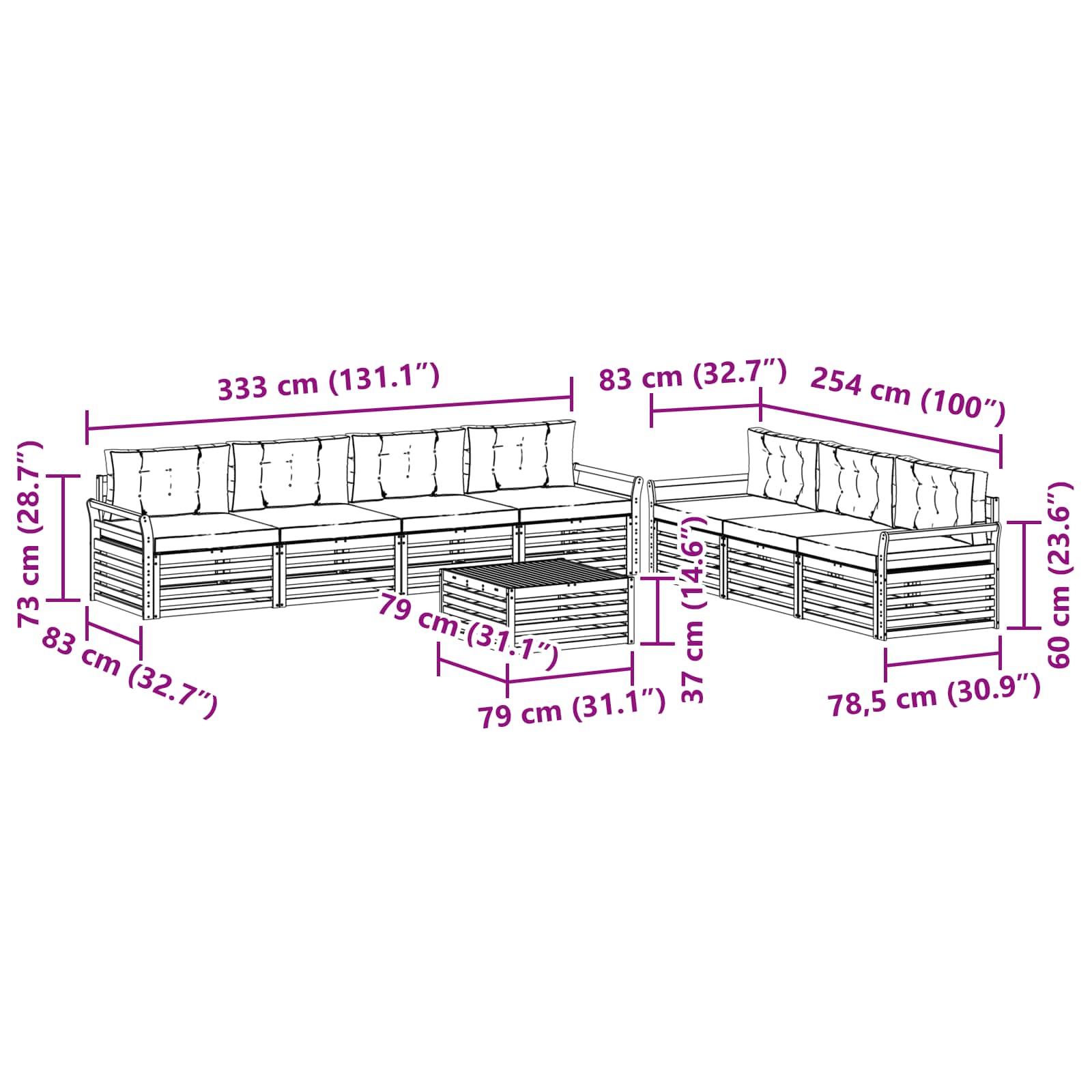 Set di divani da esterno 8 pcs Grigio Naturale e Chiaro | homemem39