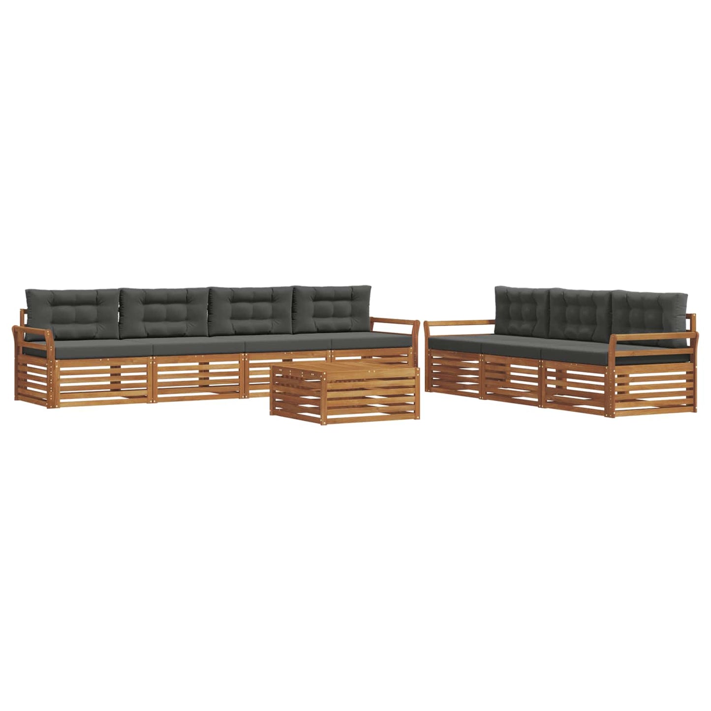 Set di divani da esterno con cuscino 8 pcs Naturale e Antracite | homemem39