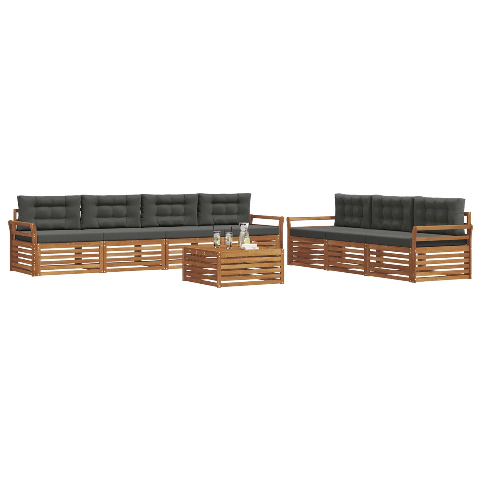 Set di divani da esterno con cuscino 8 pcs Naturale e Antracite | homemem39