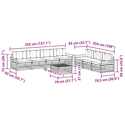 Set di divani da esterno con cuscino 8 pcs Naturale e Antracite | homemem39