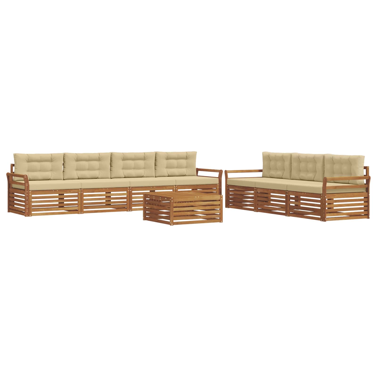 Set di divani da esterno con cuscino 8 pcs Naturale e Beige | homemem39