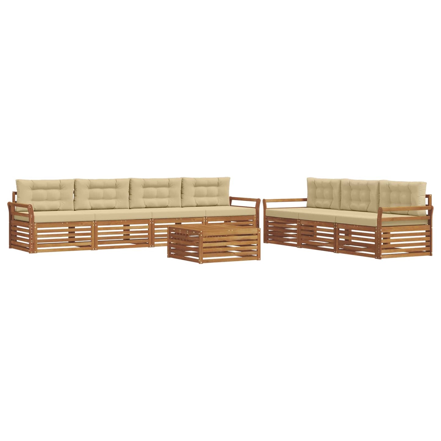 Set di divani da esterno con cuscino 8 pcs Naturale e Beige