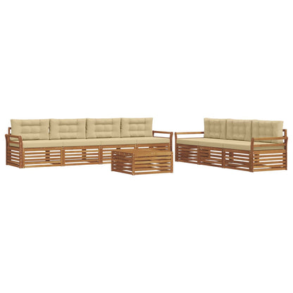 Set di divani da esterno con cuscino 8 pcs Naturale e Beige